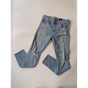 Adriano Goldschmied Sz 25 Farrah Skinny Crop High Rise Distressed Light Jeans